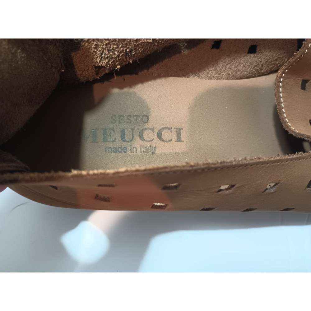 Sesto Meucci Brown Nubuck Leather Perforated Bootie Sandals Italy Womens Size 11 - Picture 4 of 6